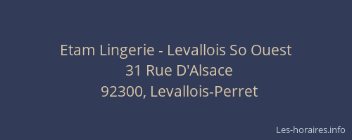 Etam Lingerie - Levallois So Ouest