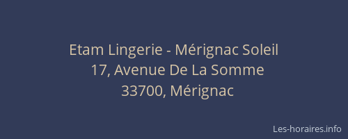 Etam Lingerie - Mérignac Soleil