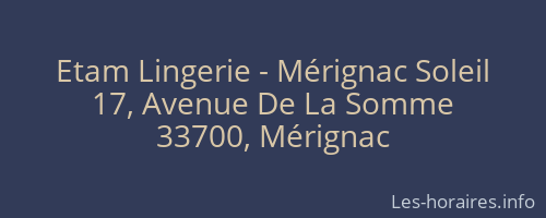 Etam Lingerie - Mérignac Soleil