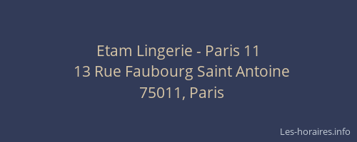 Etam Lingerie - Paris 11