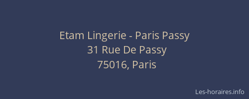 Etam Lingerie - Paris Passy