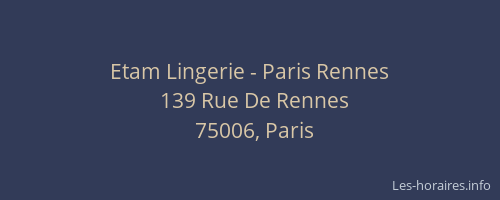 Etam Lingerie - Paris Rennes