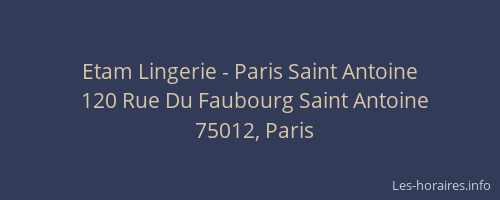 Etam Lingerie - Paris Saint Antoine
