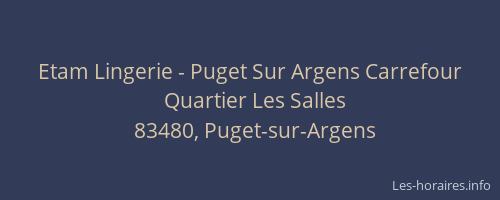 Etam Lingerie - Puget Sur Argens Carrefour