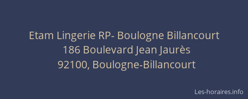 Etam Lingerie RP- Boulogne Billancourt