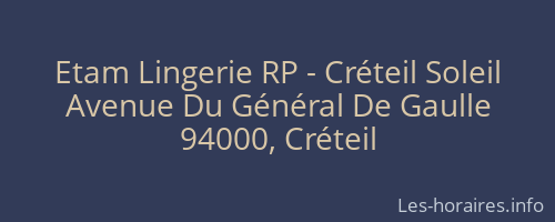 Etam Lingerie RP - Créteil Soleil