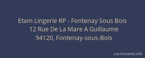 Etam Lingerie RP - Fontenay Sous Bois