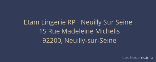 Etam Lingerie RP - Neuilly Sur Seine