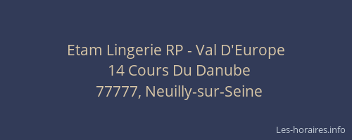 Etam Lingerie RP - Val D'Europe
