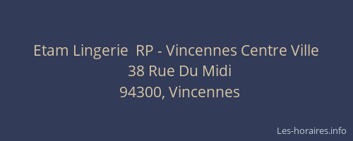 Etam Lingerie  RP - Vincennes Centre Ville