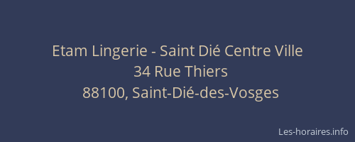 Etam Lingerie - Saint Di&eacute; Centre Ville