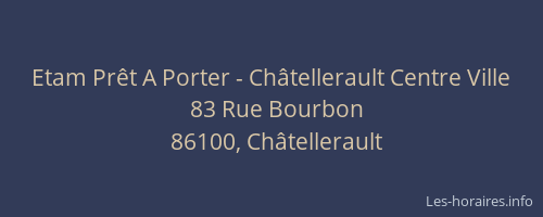 Etam Prêt A Porter - Châtellerault Centre Ville