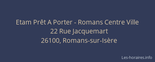 Etam Pr&ecirc;t A Porter - Romans Centre Ville