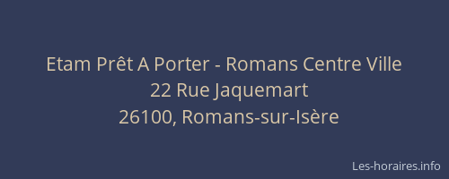 Etam Pr&ecirc;t A Porter - Romans Centre Ville