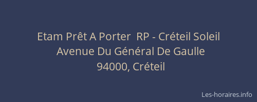 Etam Pr&ecirc;t A Porter  RP - Cr&eacute;teil Soleil