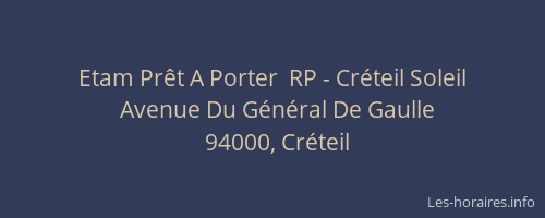 Etam Prêt A Porter  RP - Créteil Soleil