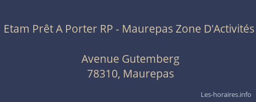 Etam Pr&ecirc;t A Porter RP - Maurepas Zone D'Activit&eacute;s