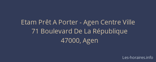 Etam Prêt A Porter - Agen Centre Ville