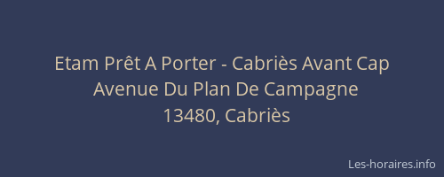 Etam Prêt A Porter - Cabriès Avant Cap