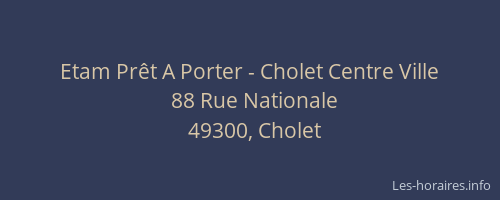Etam Prêt A Porter - Cholet Centre Ville