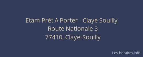 Etam Prêt A Porter - Claye Souilly