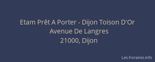 Etam Prêt A Porter - Dijon Toison D'Or