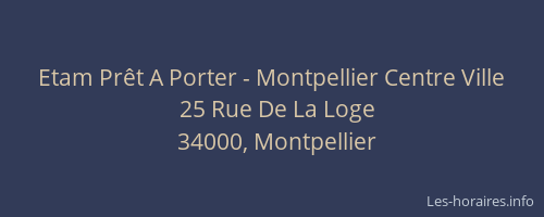 Etam Prêt A Porter - Montpellier Centre Ville