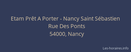 Etam Prêt A Porter - Nancy Saint Sébastien