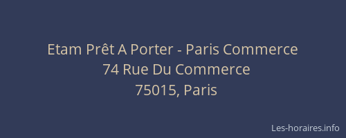Etam Prêt A Porter - Paris Commerce