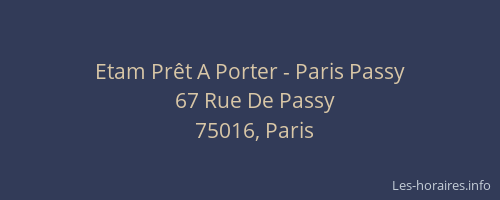 Etam Prêt A Porter - Paris Passy