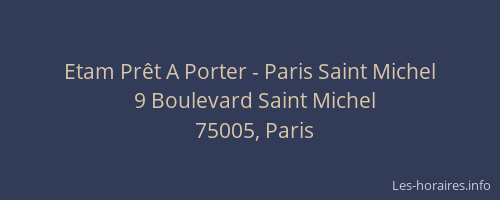Etam Prêt A Porter - Paris Saint Michel