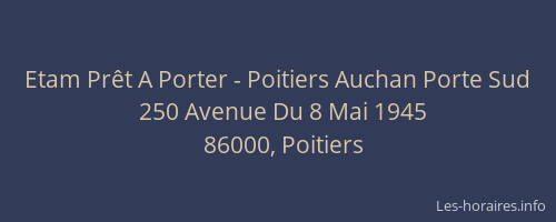 Etam Prêt A Porter - Poitiers Auchan Porte Sud