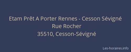 Etam Prêt A Porter Rennes - Cesson Sévigné