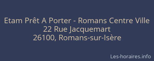 Etam Prêt A Porter - Romans Centre Ville