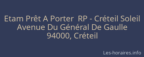 Etam Prêt A Porter  RP - Créteil Soleil