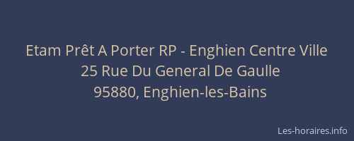 Etam Prêt A Porter RP - Enghien Centre Ville