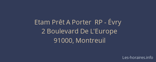 Etam Prêt A Porter  RP - Évry
