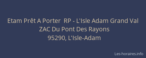 Etam Prêt A Porter  RP - L'Isle Adam Grand Val