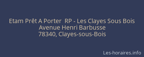 Etam Prêt A Porter  RP - Les Clayes Sous Bois
