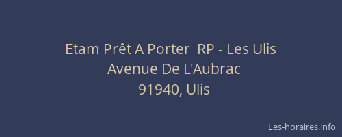 Etam Prêt A Porter  RP - Les Ulis