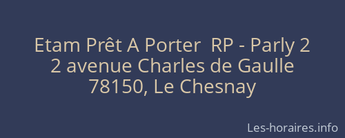 Etam Prêt A Porter  RP - Parly 2