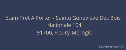 Etam Prêt A Porter - Sainte Geneviève Des Bois