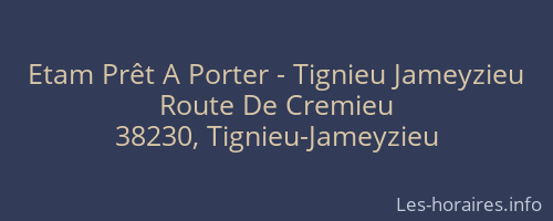 Etam Prêt A Porter - Tignieu Jameyzieu