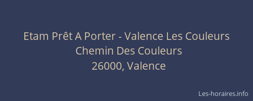 Etam Prêt A Porter - Valence Les Couleurs