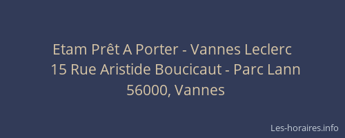 Etam Prêt A Porter - Vannes Leclerc