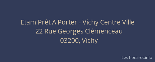 Etam Prêt A Porter - Vichy Centre Ville