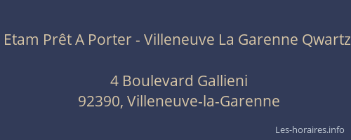 Etam Prêt A Porter - Villeneuve La Garenne Qwartz