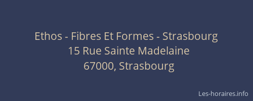 Ethos - Fibres Et Formes - Strasbourg