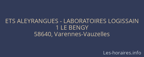 ETS ALEYRANGUES - LABORATOIRES LOGISSAIN