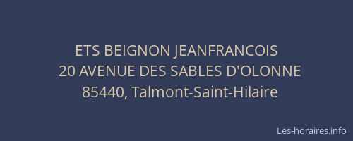 ETS BEIGNON JEANFRANCOIS